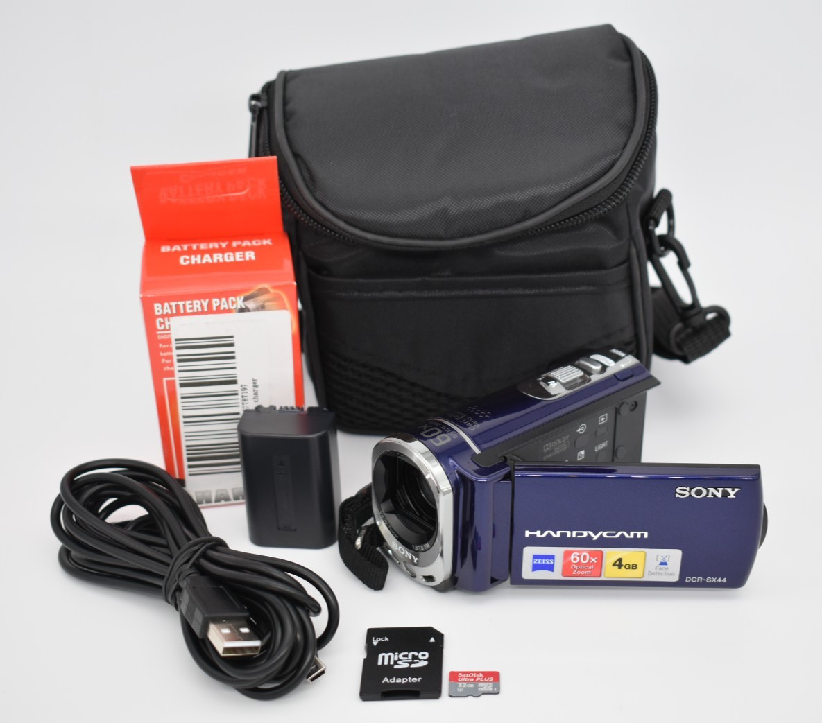 Sony Handycam DCR-SX44 Digital Video Camera Camcorder 60x Zoom Bundle - Tested