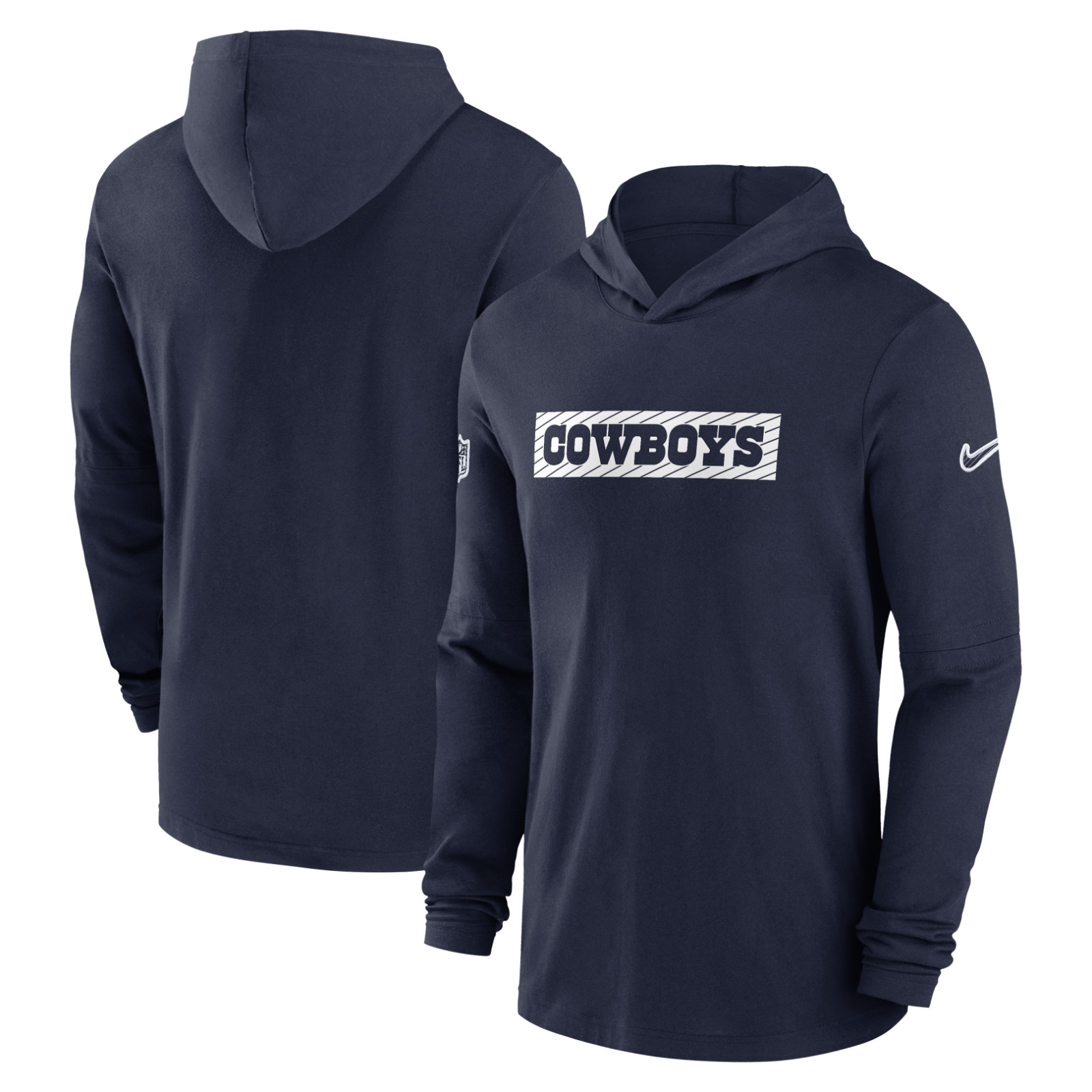 Dallas Cowboys Nike Sideline Performance Long Sleeve Hooded Shirt - Navy