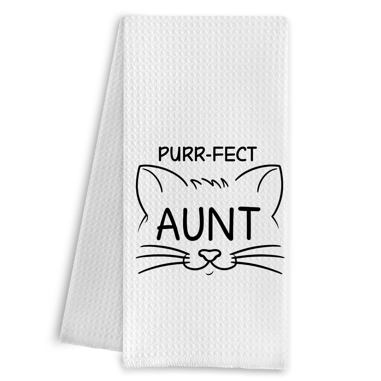 Funny Cat Kitchen Towels Gifts for AuntPurr-FECT Aunt Hand TowelsAunt Waffle ...