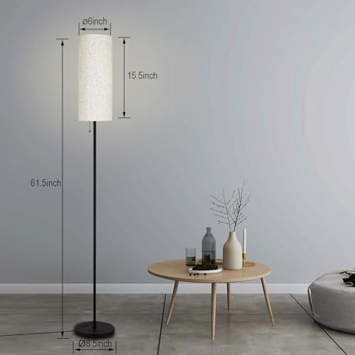 Floor Lamp for Living Room, Modern Standing Lamps with Lampshade, Beige Shade