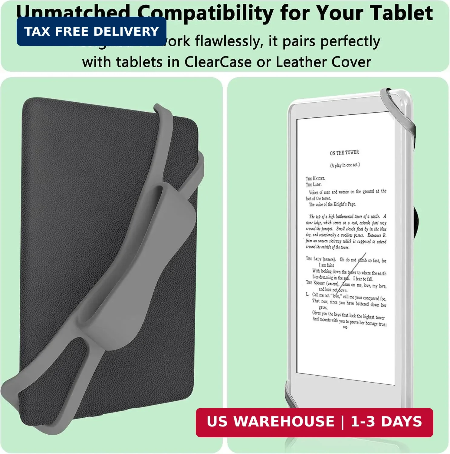 Fotbor 3 Pack Ergonomic Hand Strap for Kindle & Tablets - Lying Reading Essentia