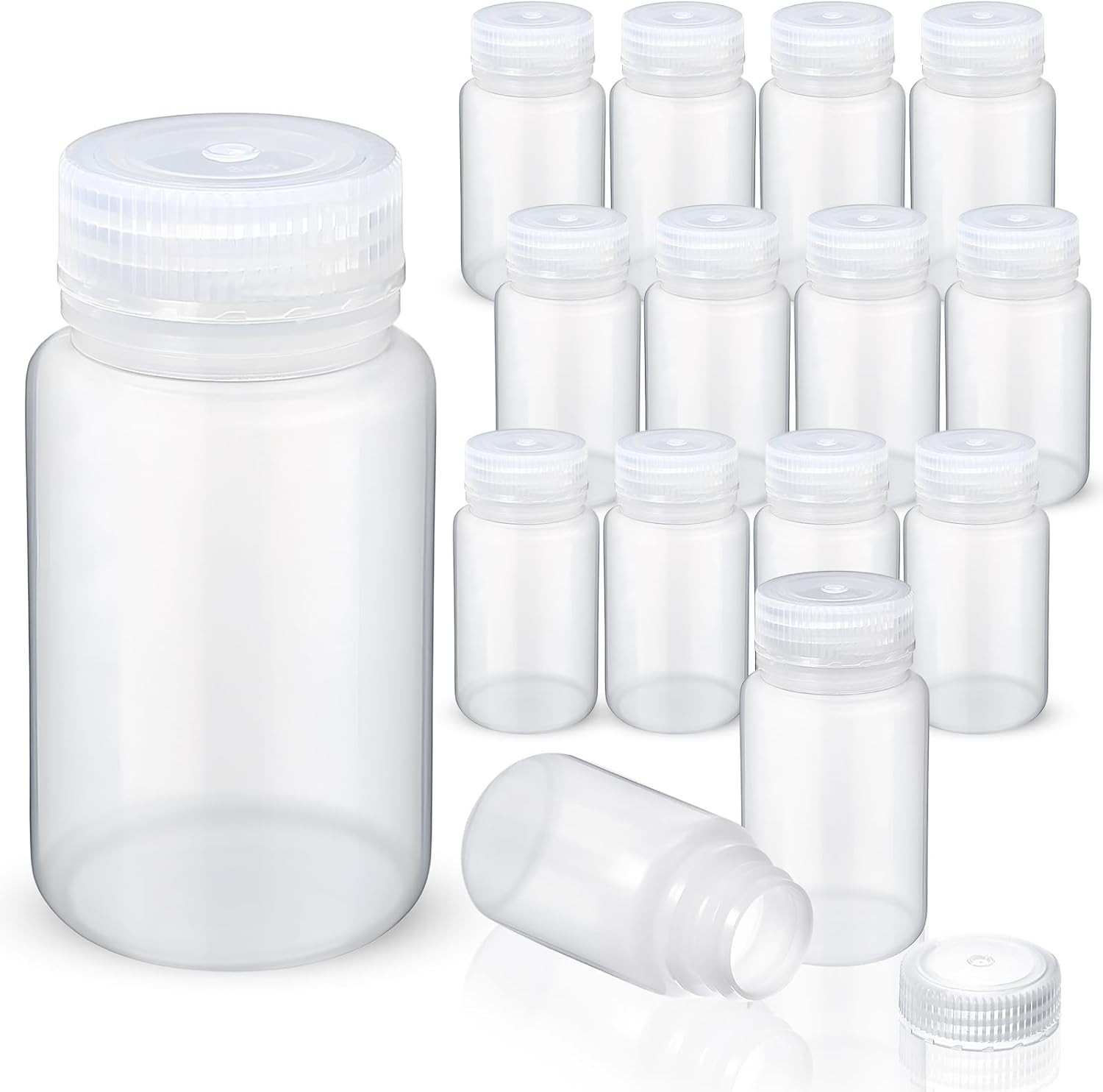 30 Pcs 4 oz Sample Bottle with Cap Wide Mouth Reagent Bottle Plastic Hdpe Jar...