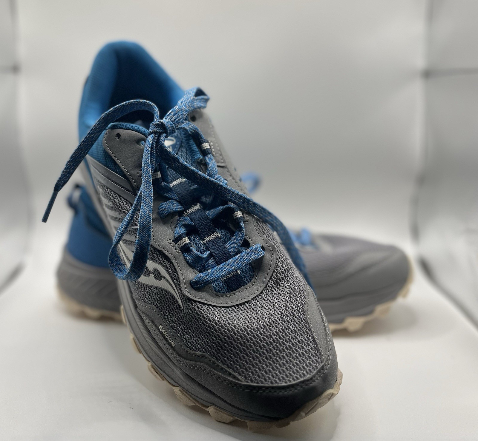 Saucony Excursion TR15 Gray Blue Mesh Running Sneakers Lace Up Low Top