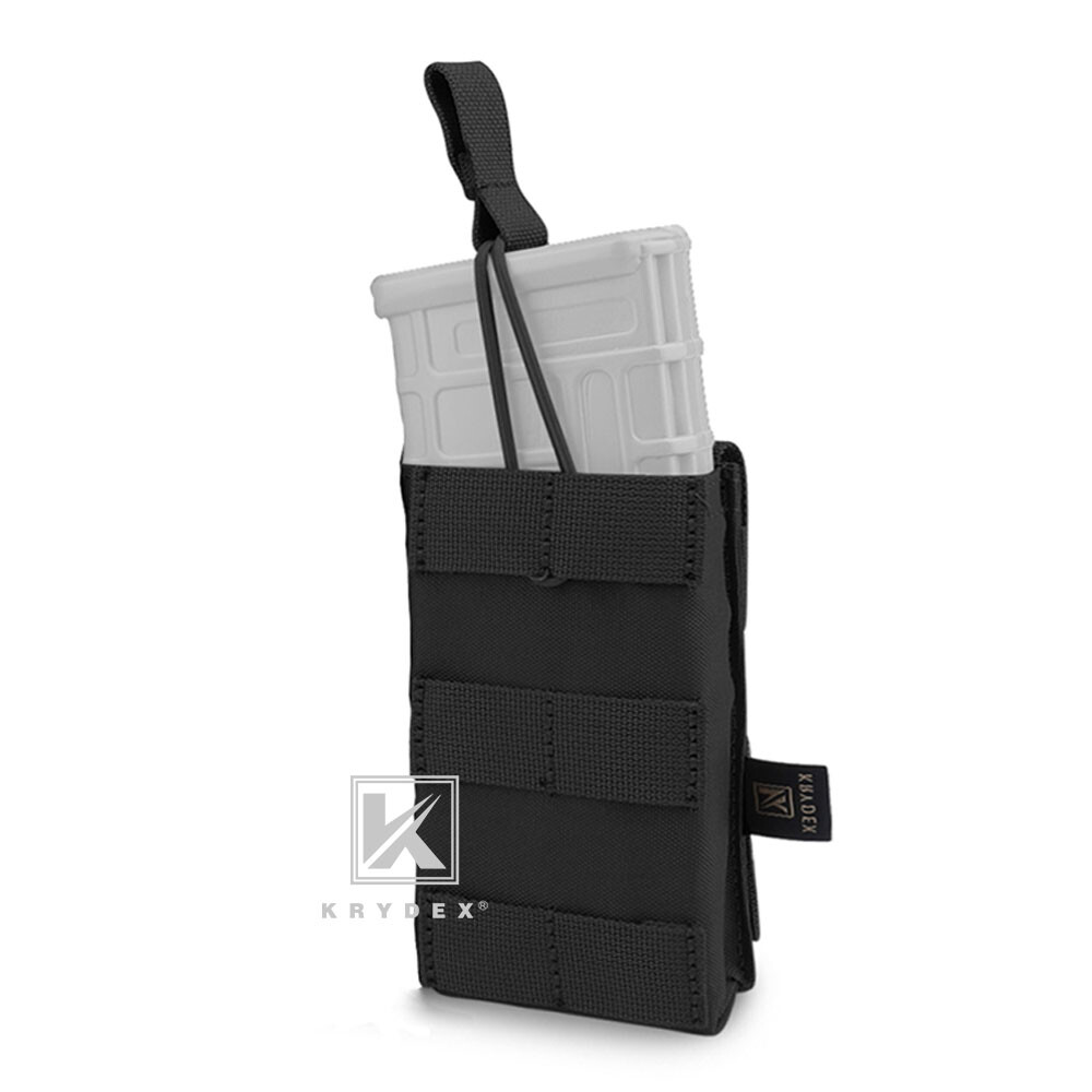 KRYDEX Single 5.56 .223 Mag Pouch Modular Tactical Magazine Carrier MOLLE Black