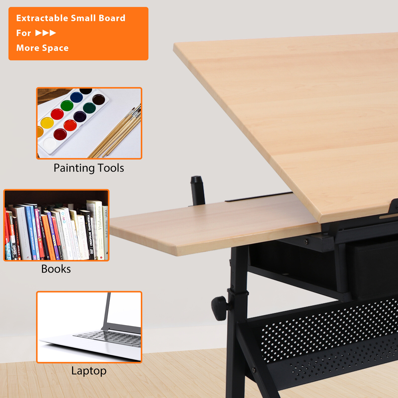 Craft Station Drafting Table W/ Matched Premium Stool Adjustable Height & Angle