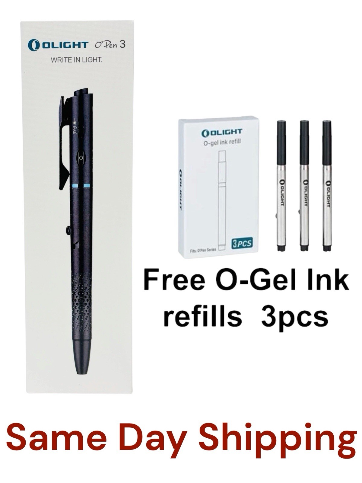 Olight OPen 3 Black Multifunctional Pen Light, 120 Lumens, with refills