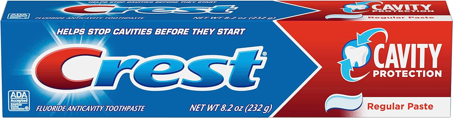Crest Fluoride Cavity Protection Toothpaste, Regular Past, 8.20oz (3 Pack)