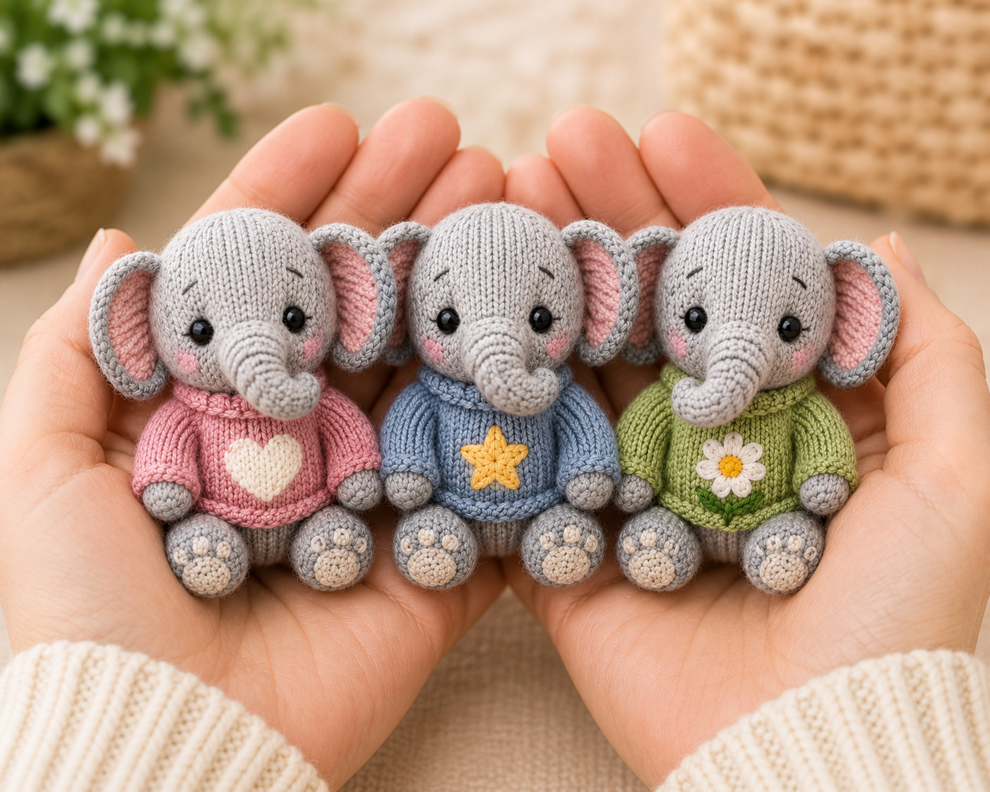 Ellephants Knitting Pattern Bundle With Clothes DK Toy Knit Pattern Printed
