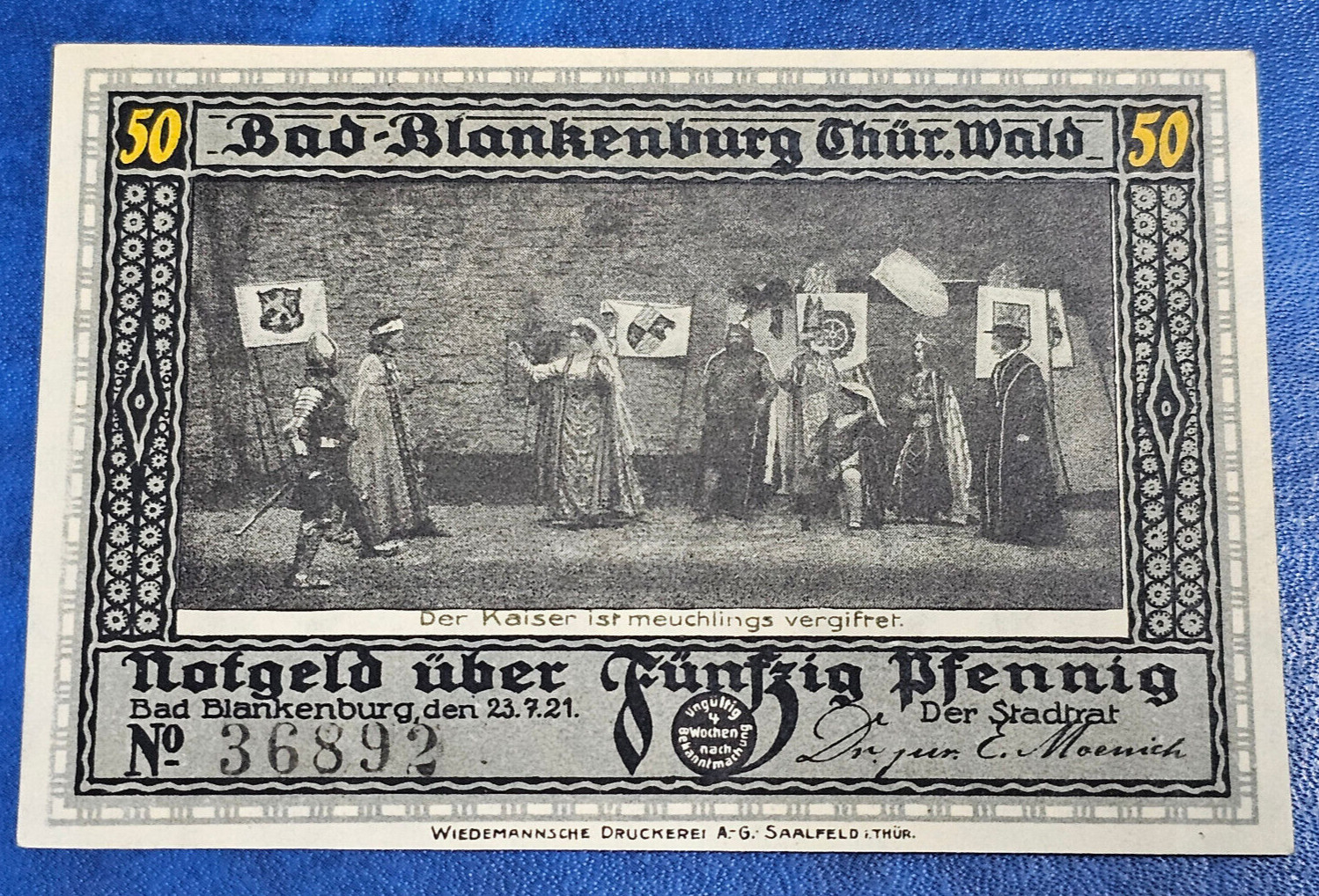 BAD BLANKENBURG NOTGELD 50 PFENNIG 1921 EMERGENCY MONEY GERMANY [🇩🇪35162]