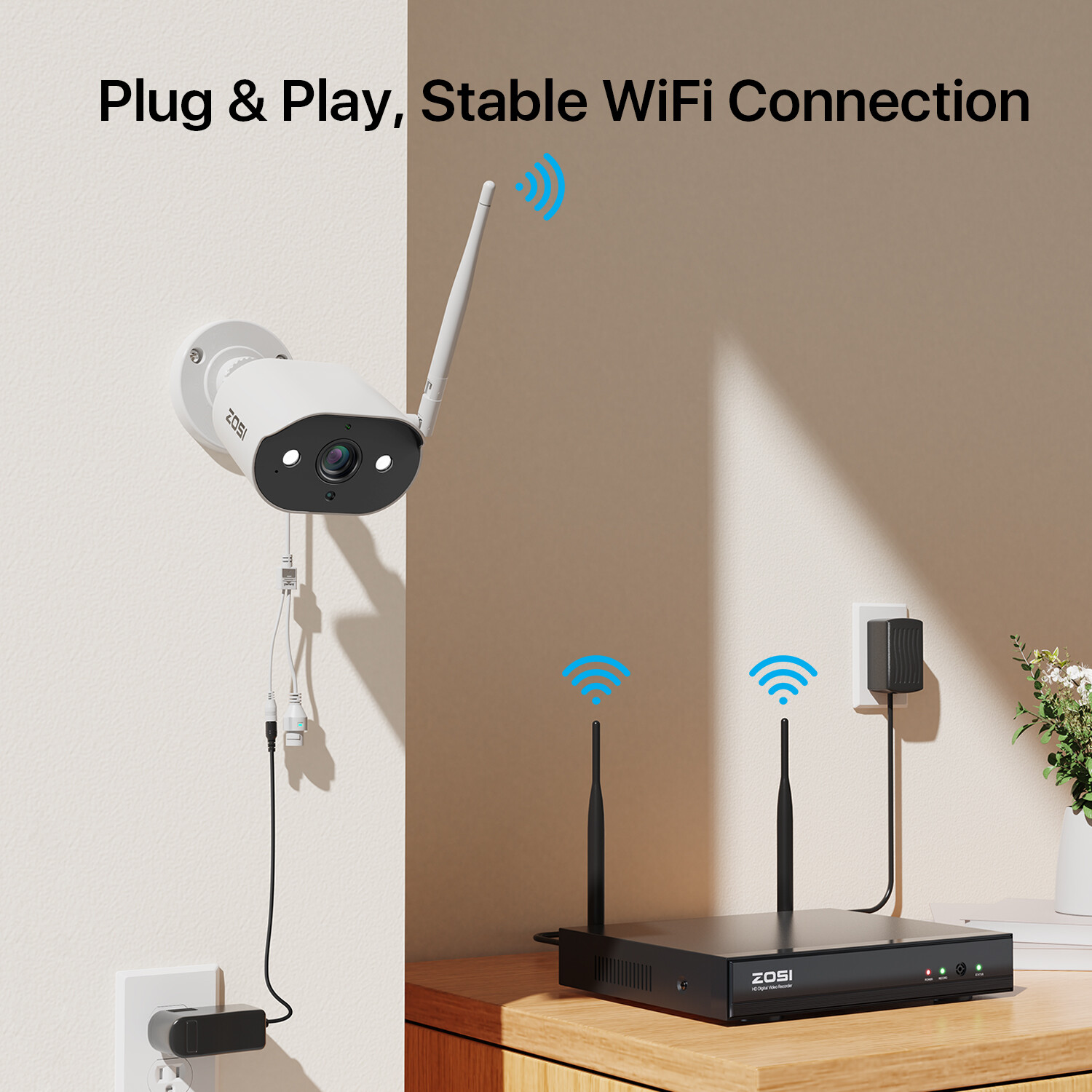 ZOSI 3MP Wireless IP Security Camera System AI Human Detection Waterproof Audio