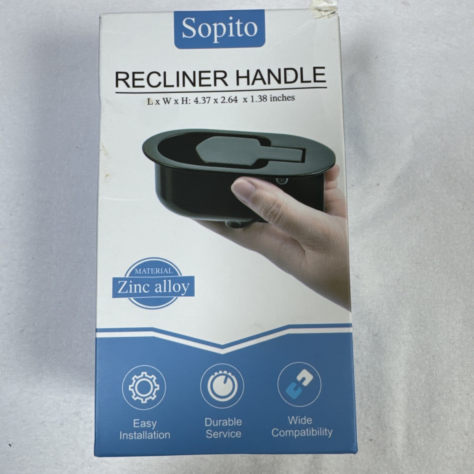 Recliner Handle Pull Sopito Universal All-Metal with Retaining Clip Black