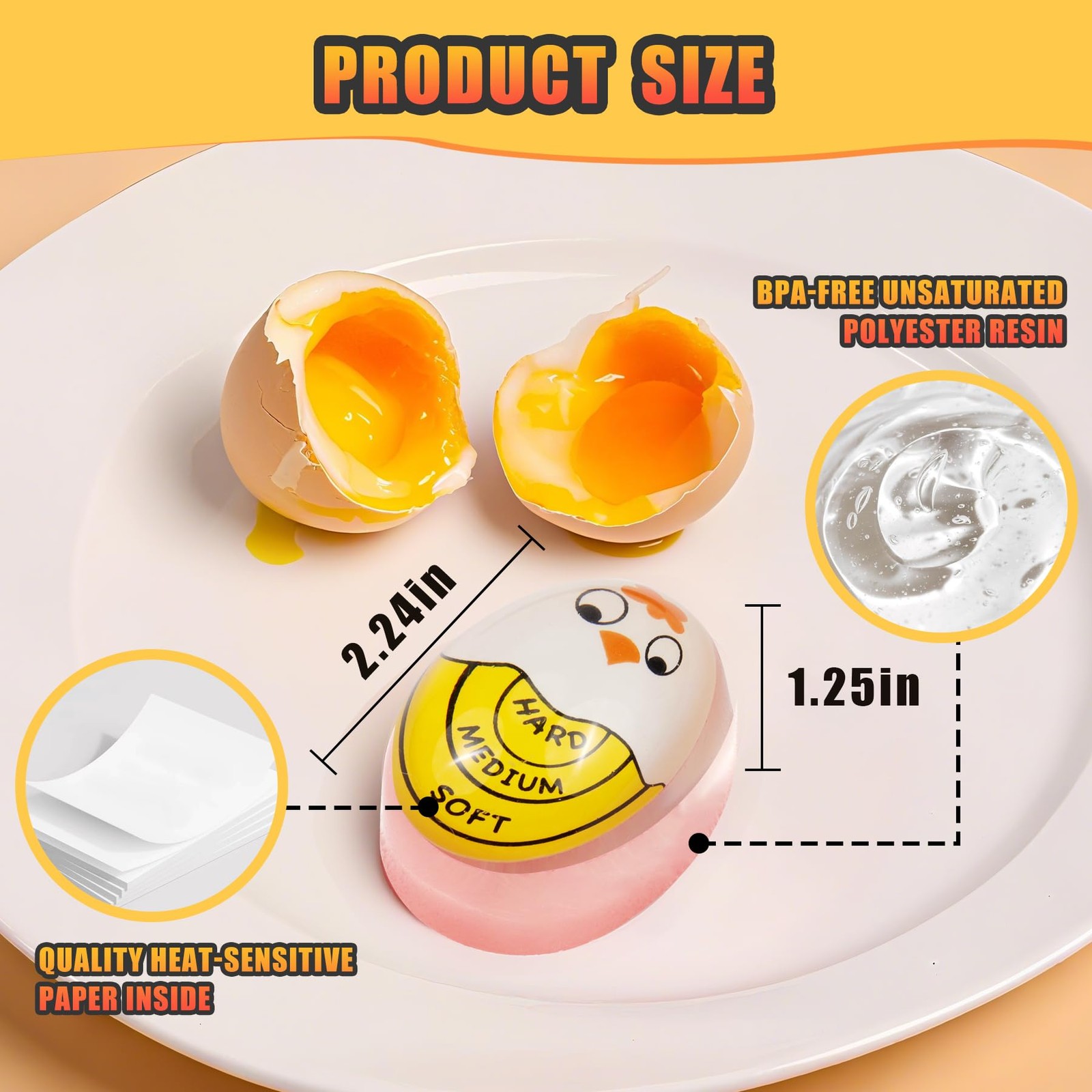 FOREV Egg Timer Color Changing Indicator for Hard & Soft Boiled Eggs 2 Pack