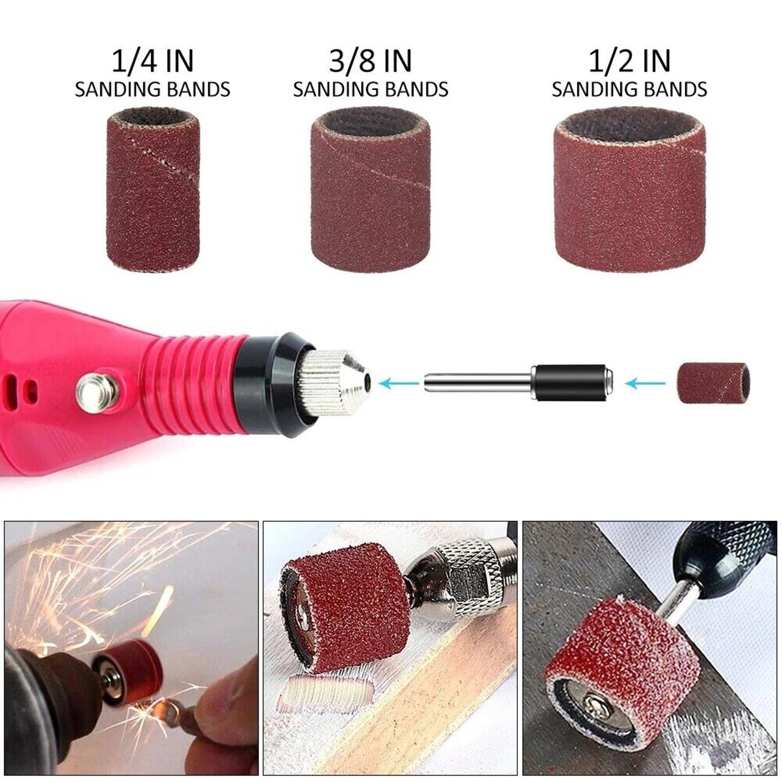 384PCS Drum Sanding Kit For Dremel Nail Drill Bits Accessories Rotary Tool Set B