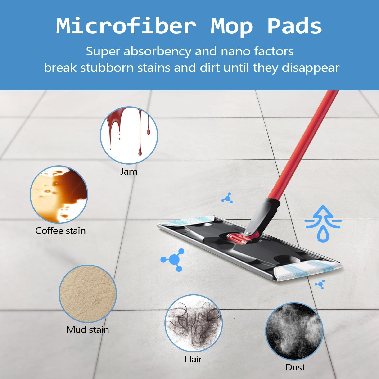 8 Pack Replacement Pads for O Cedar H2prO Flat Mop System, Flat Pads for Oced...