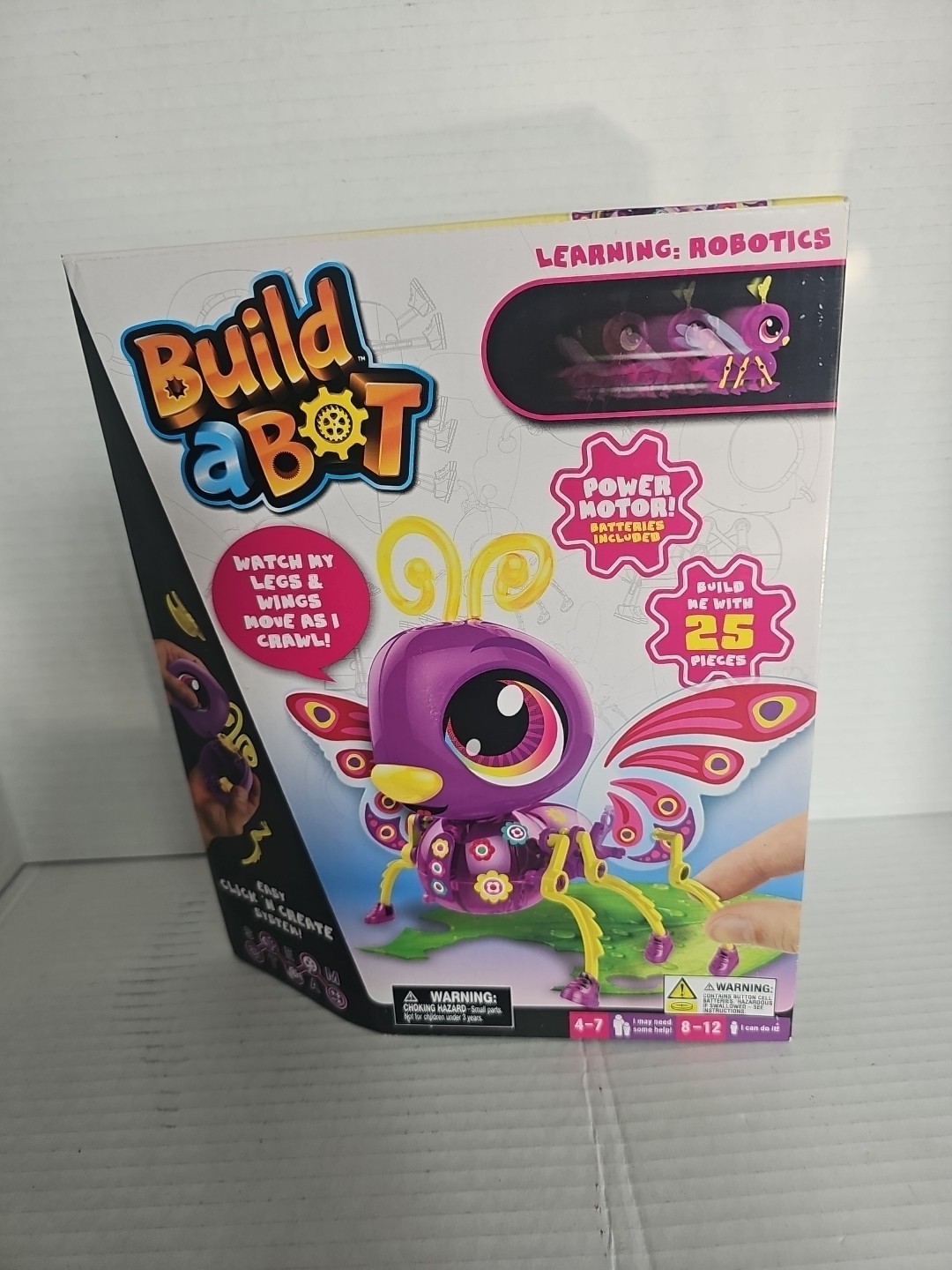 Build A Bot - Motorized Butterfly w/ 25 Pieces - Colorific Red Plant Group - New