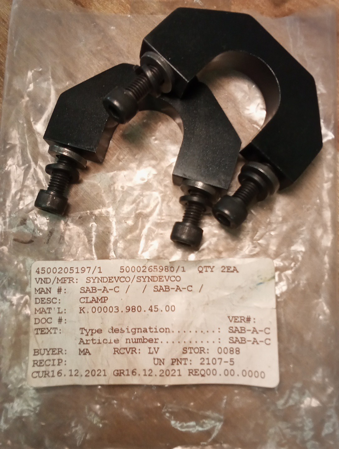 Syndevco Clamps 2107-5 With Hardware