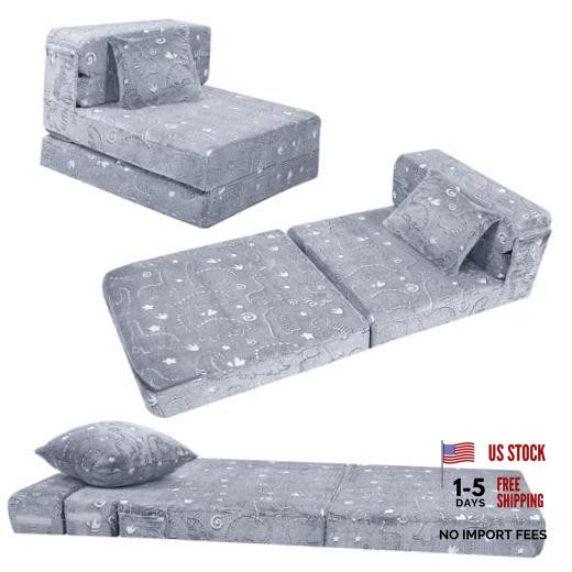 Kids Floor Mattress Glow in The Dark, Convertible Sofa Couch, Folding Dinosaur