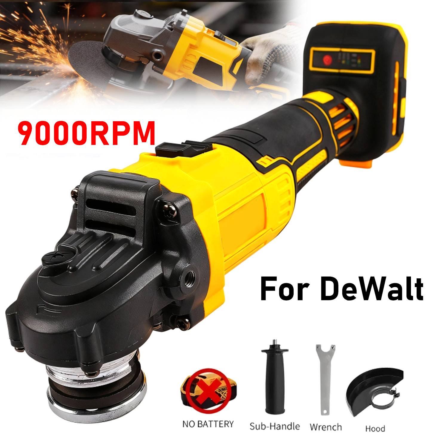 Cordless Angle Grinder Compatible Dewalt 20V MAX Battery 4-1/5" Brushless Tool