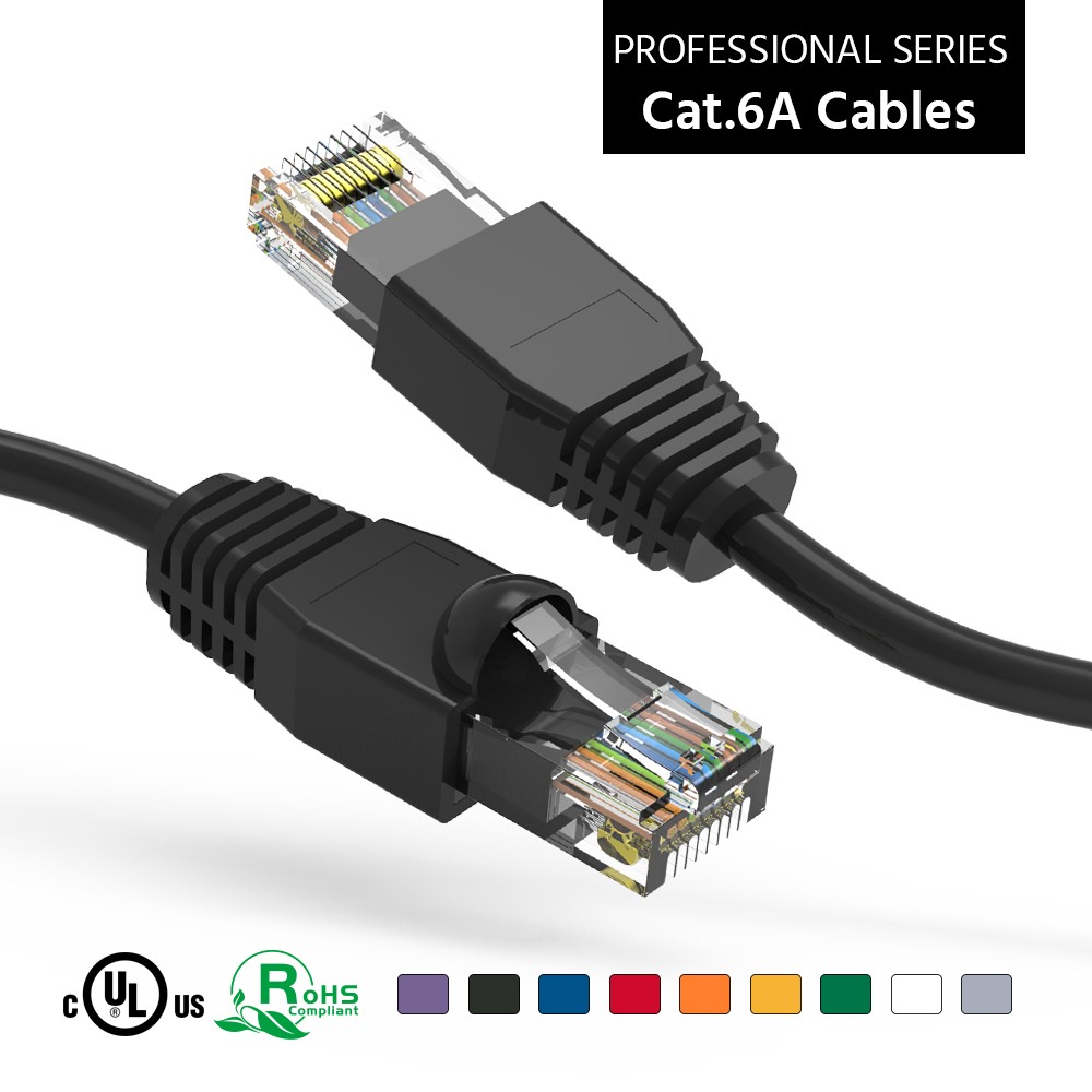 75Ft CAT6A UTP Ethernet Network Booted Cable Black