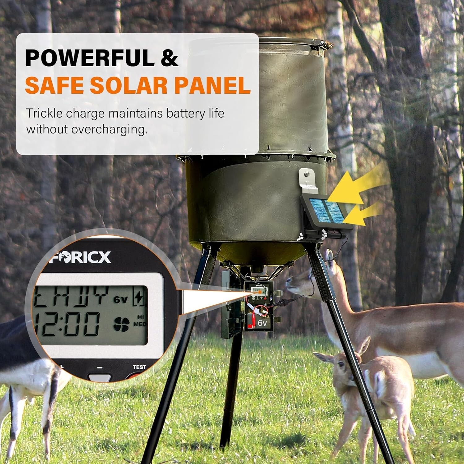 6V Solar Panel for Deer Feeder, Efficient Solar Panel Charger w/Adjustable Mount