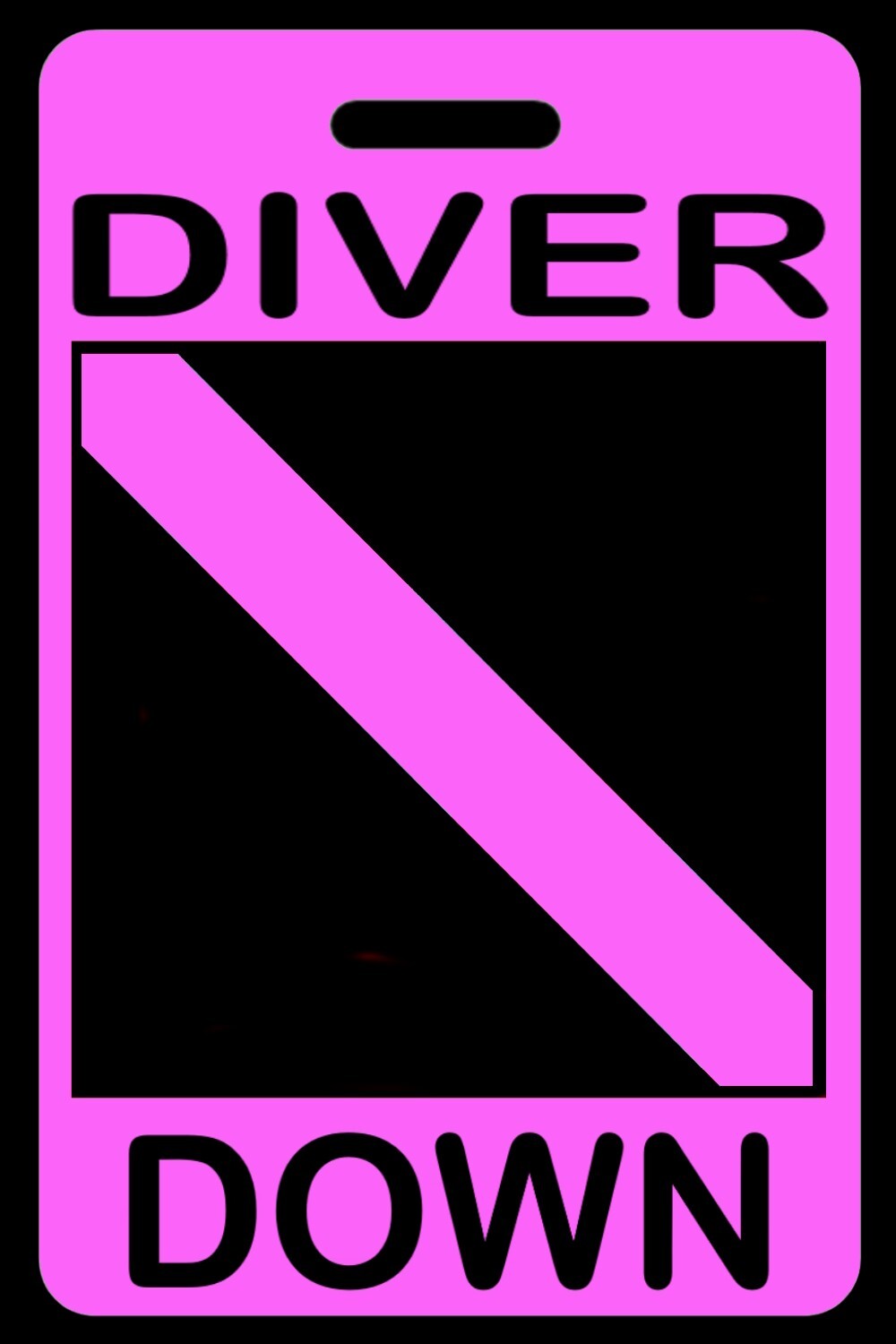 Hi-Viz Pink Personalized "Diver Down" SCUBA Diving Luggage/Gear Bag Tag