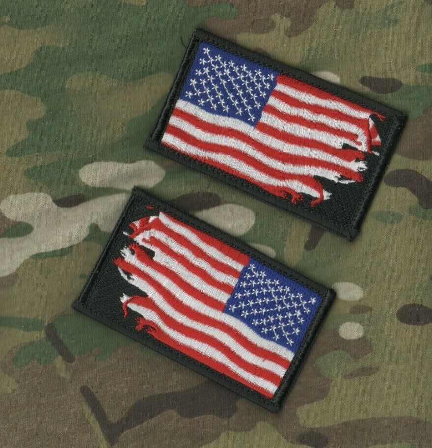 DAESH WHACKER JSOC SFG MARSOC RAIDERS FORCE RECON burdock War-Torn Flag R/L SET