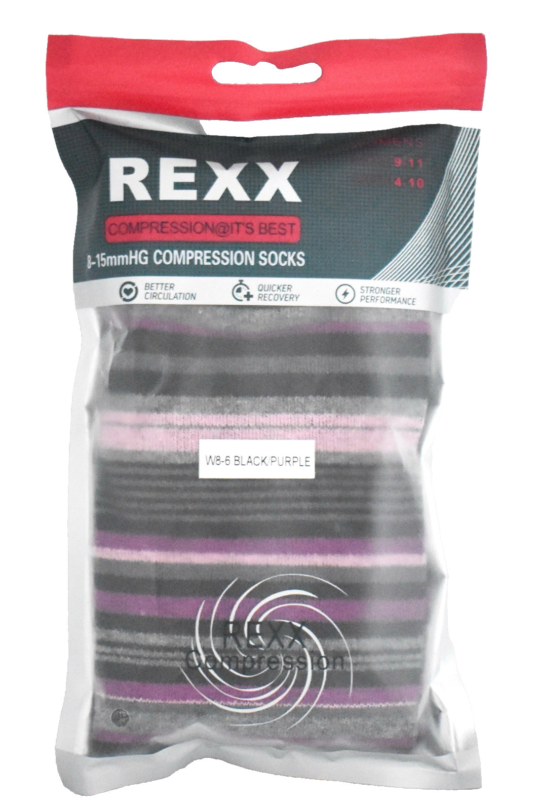 Rexx 8-15mmHG Multicolor Striped Compression Socks Women's Size (9-11) New!
