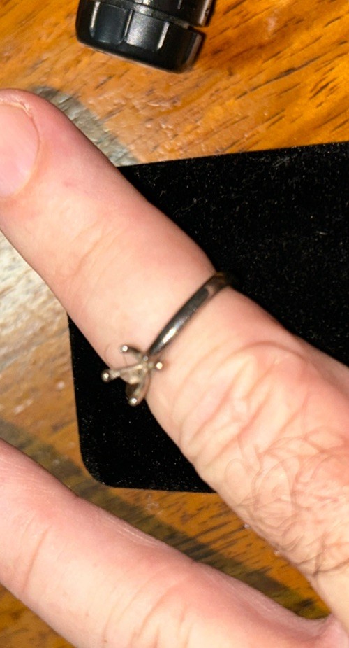 Old Scratched Sterling Silver Engagement Ring Setting marked STER with no stone