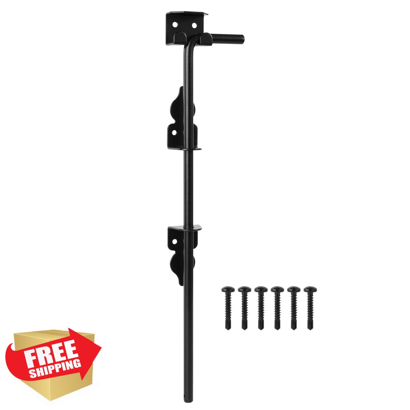 HILLMASTER 18" Heavy Duty Cane Bolt Drop Rod for Wood Fence Gate Black