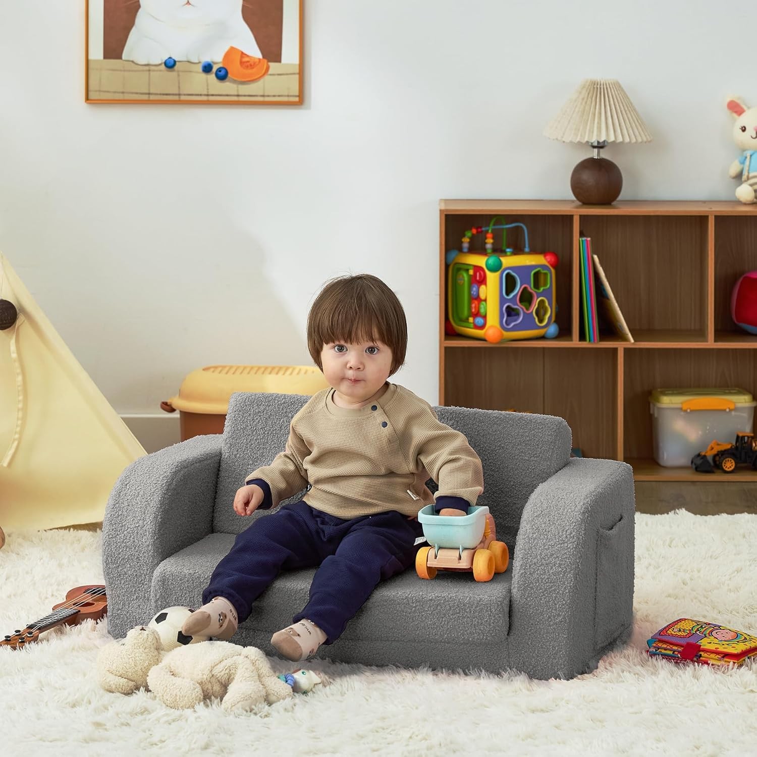 Toddler Couch 2-in-1 Toddler Chairs Comfy 1-3 Years Old Toddler Chair Girls