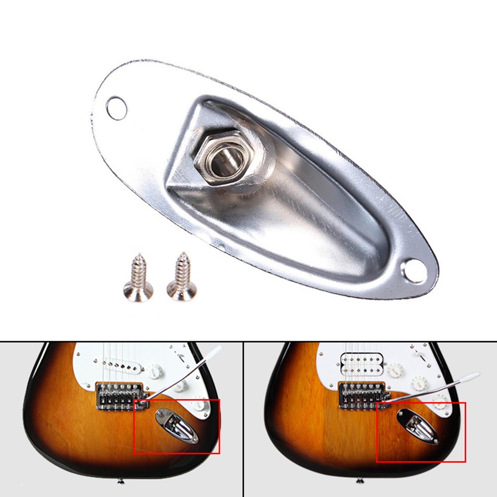 Loaded Boat Guitar Pickup Output Input Jack Plug Socket For FD Strat Silver b