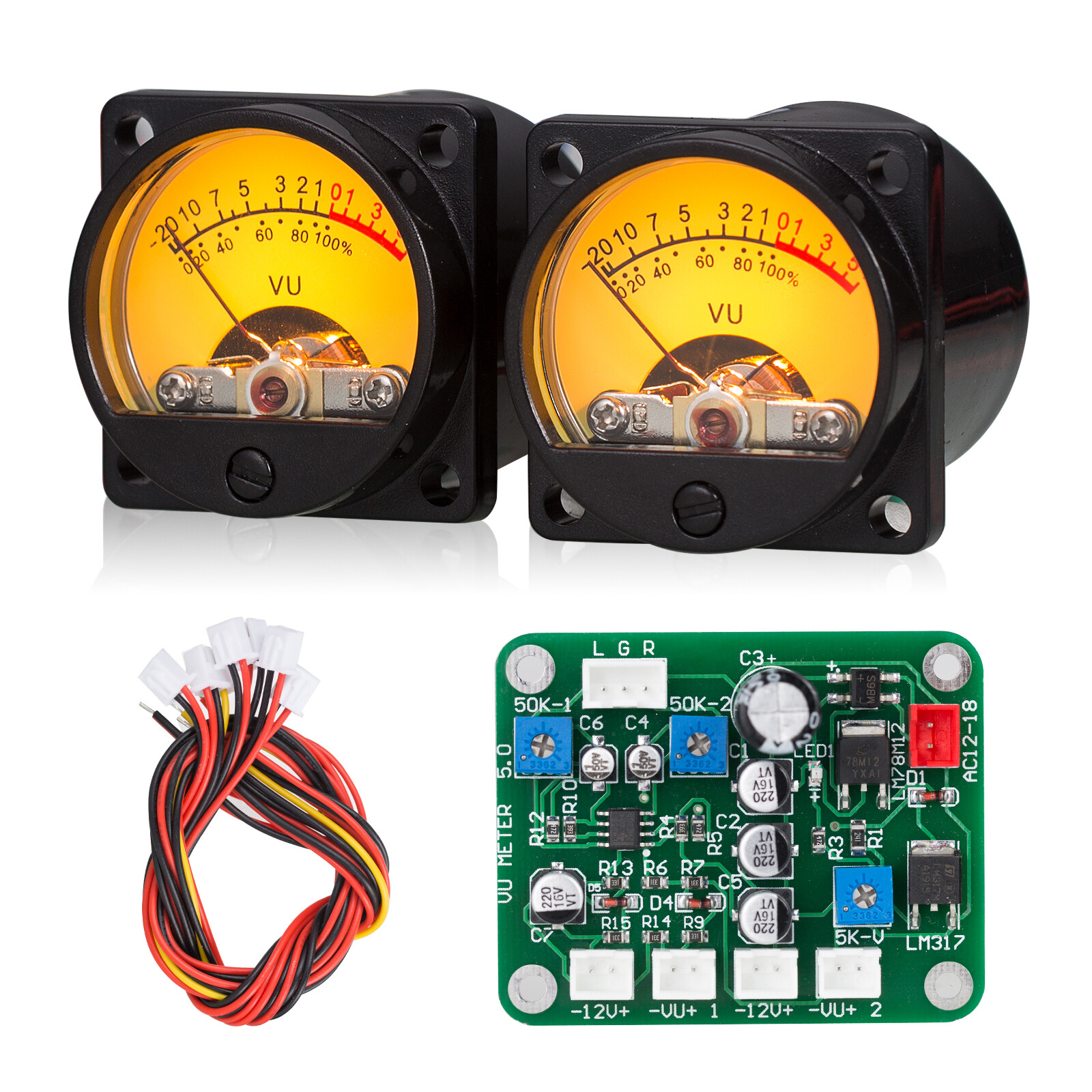 2-PACK VU Meter DB Panel Sound Level Display & Driver Board for DIY Amplifier