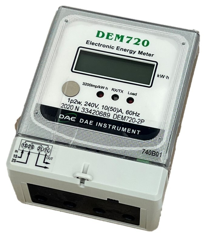 DAE DEM720-2P, 240V kWh Submeter, RS485, 1P2W (2 hot wire), 50A, Internal CT