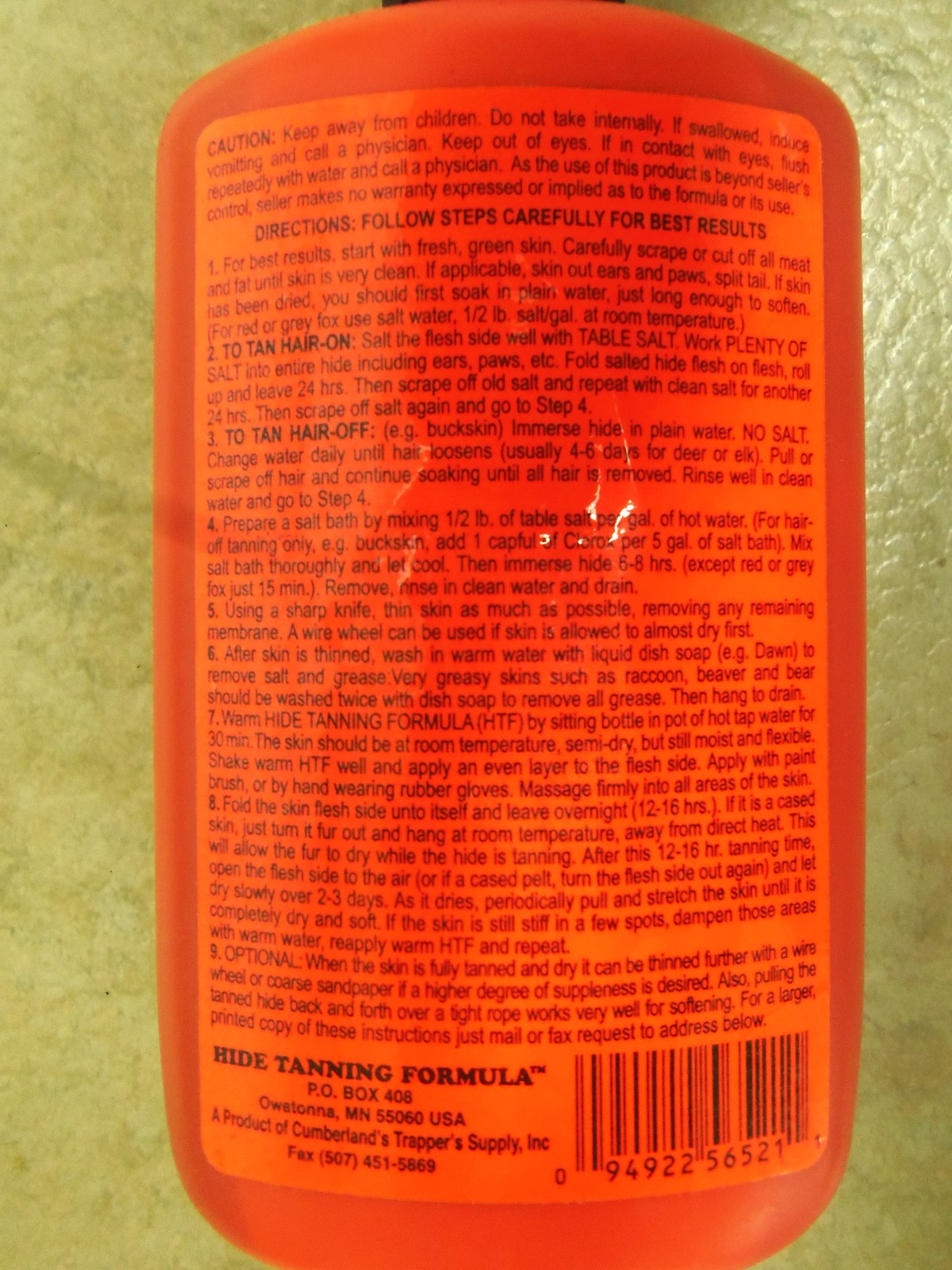 4 Bottles Hide Tanning Formula Fur Deer Trapping Hunting Raccoon Fox Duke