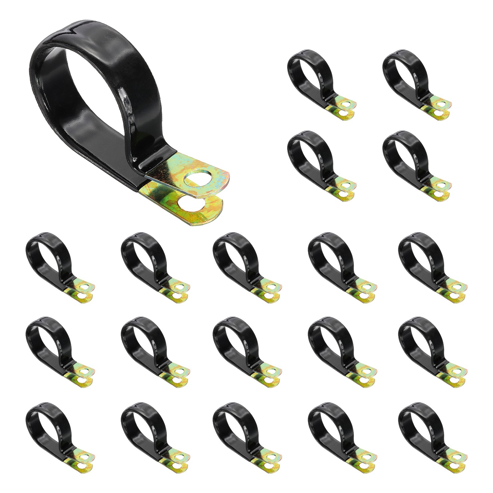 20Pcs 1-5/8" Vinyl Coated Cable Clamps Galvanized Steel Metal Cable Clips Black