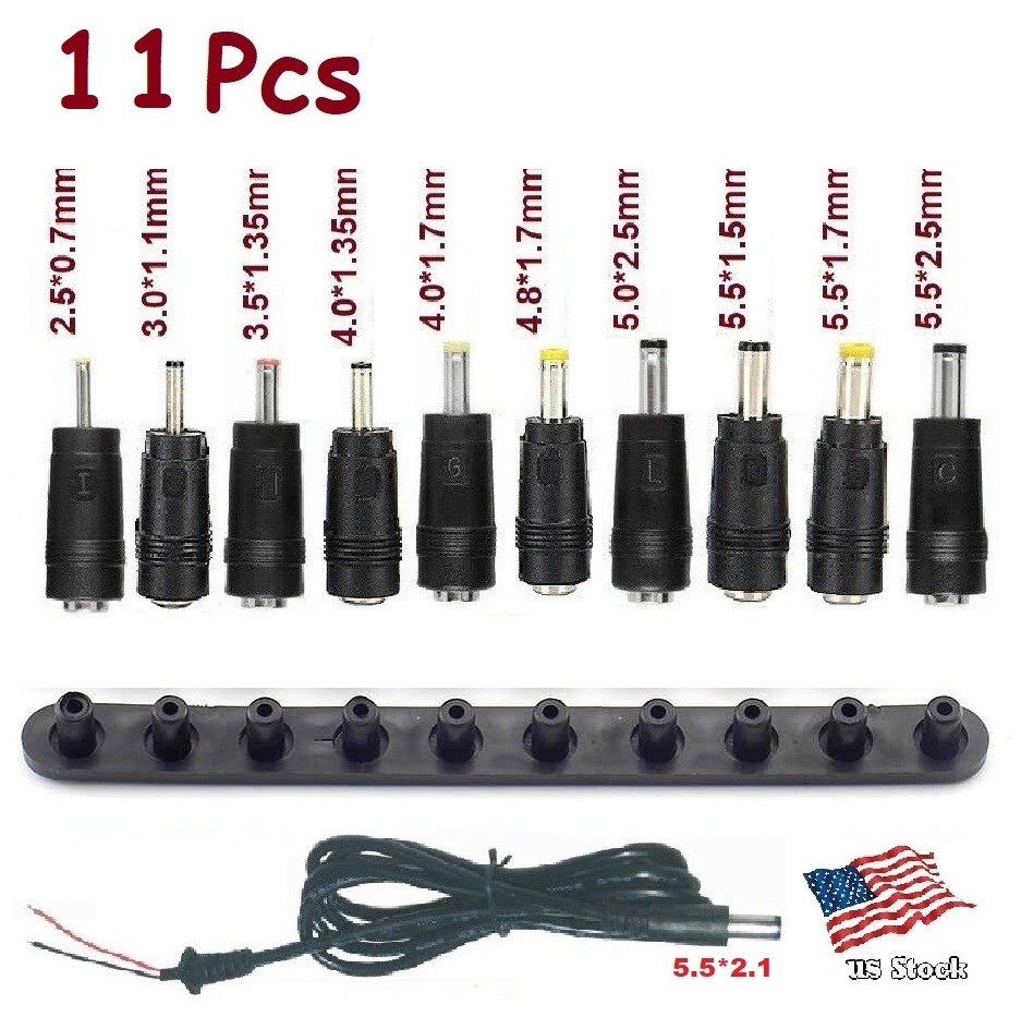 10 pcs Universal DC Power Adapter Set convert 5.5x2.1mm Plug to other size Plugs