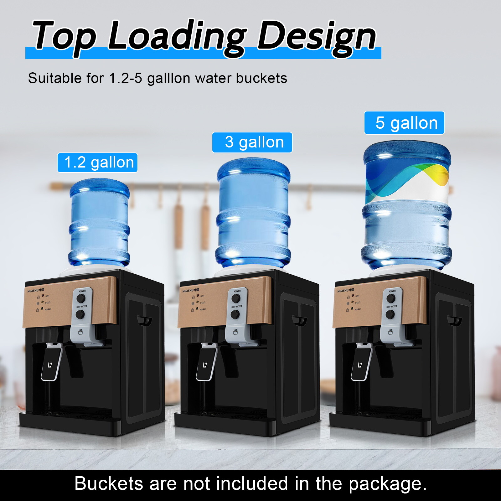 Countertop Water Dispenser Top Loading Hot Cold Water Cooler Drinking Machine