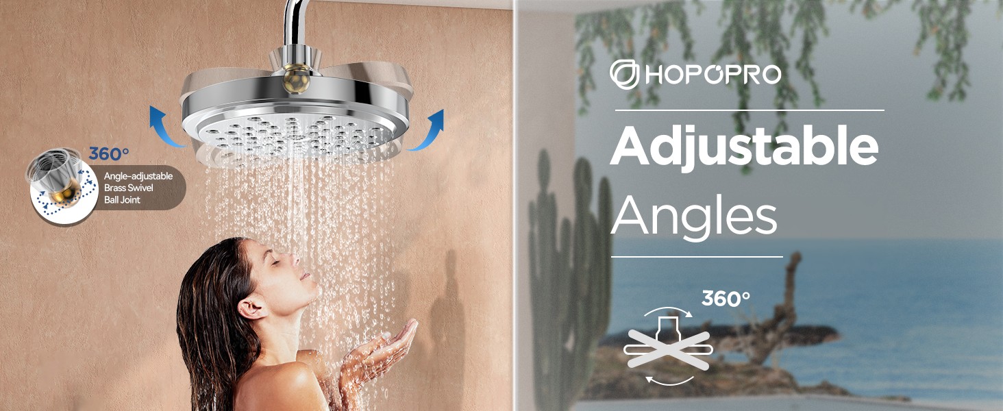 High Flow Shower Head - High Pressure Rain - 7 Inch Rainfall Spray Showerhead -