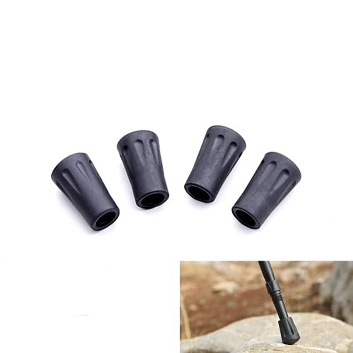 Walking Stick Tips Rubber 4pcs Trekking Pole Tips Replacement- Rubber Feet fo...