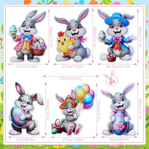 6 PCS Easter Bunny Yard Signs Decorations Easter Bunny Outdoor Signs with