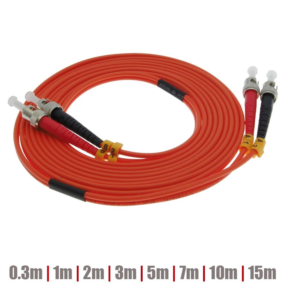0.3-15m ST-ST Fiber Optical Cable Duplex Multimode 62.5/125 Optic Patch Cord