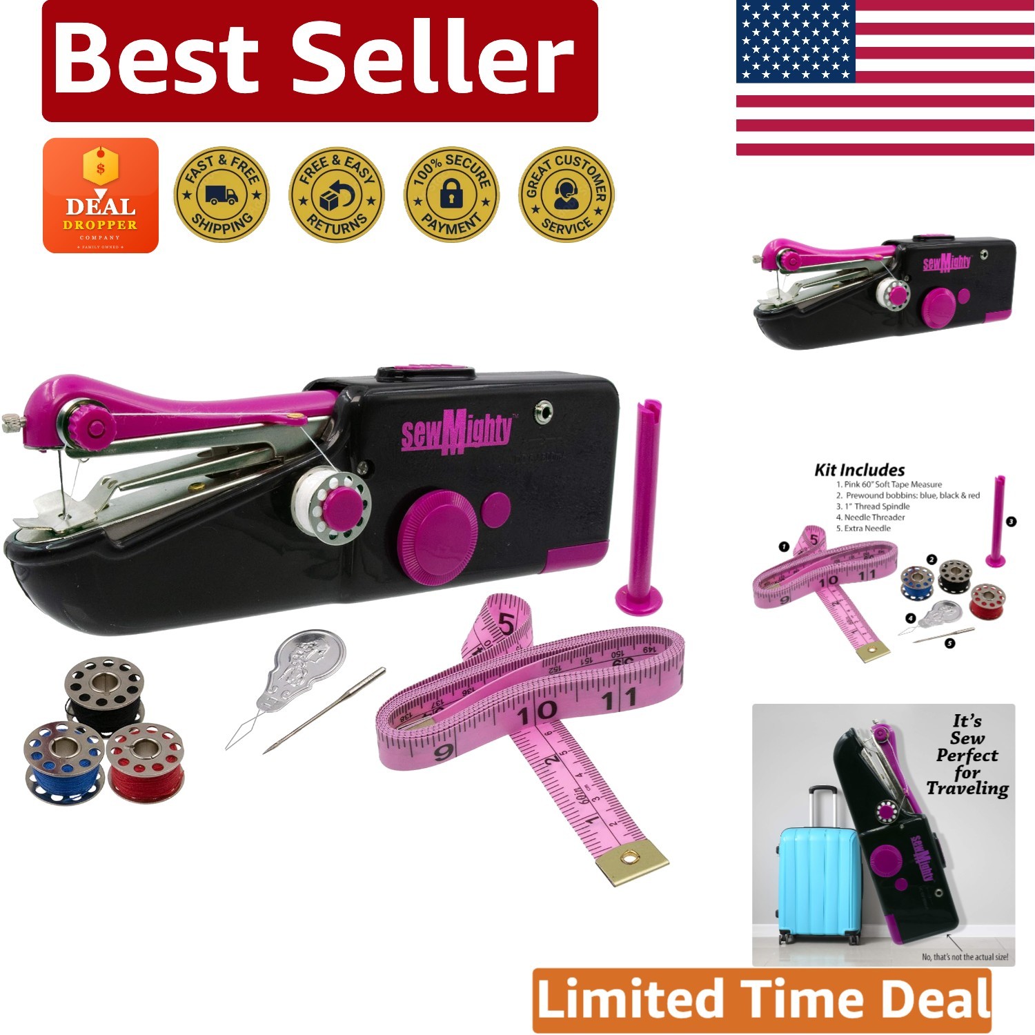 Battery Powered Handheld Sewing Machine - Lightweight for Easy Travel & Repairs