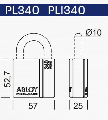 Abloy PL340/25T Padlock, Keyed Different Protect2 with 2 Keys