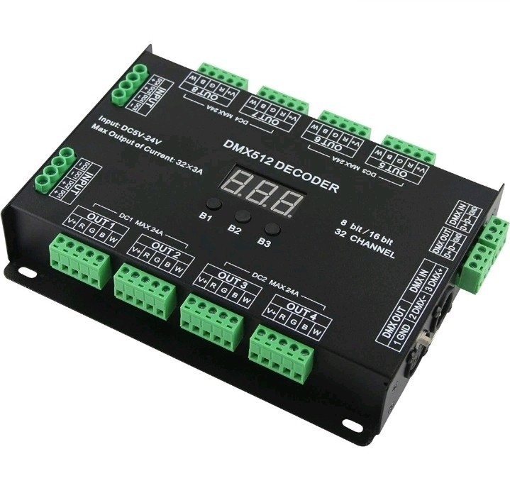 32 Channel 96A RGBW DMX 512 LED Decoder Controller DMX Dimmer DC5-24V RGBW LED