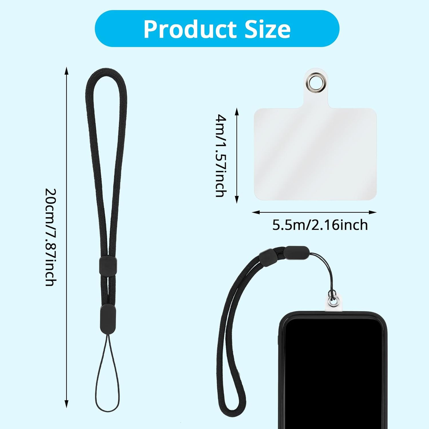 Hand Wrist Strap Lanyard with Tether Patch, 6 Pcs Adjustable Nylon Wrist Straps
