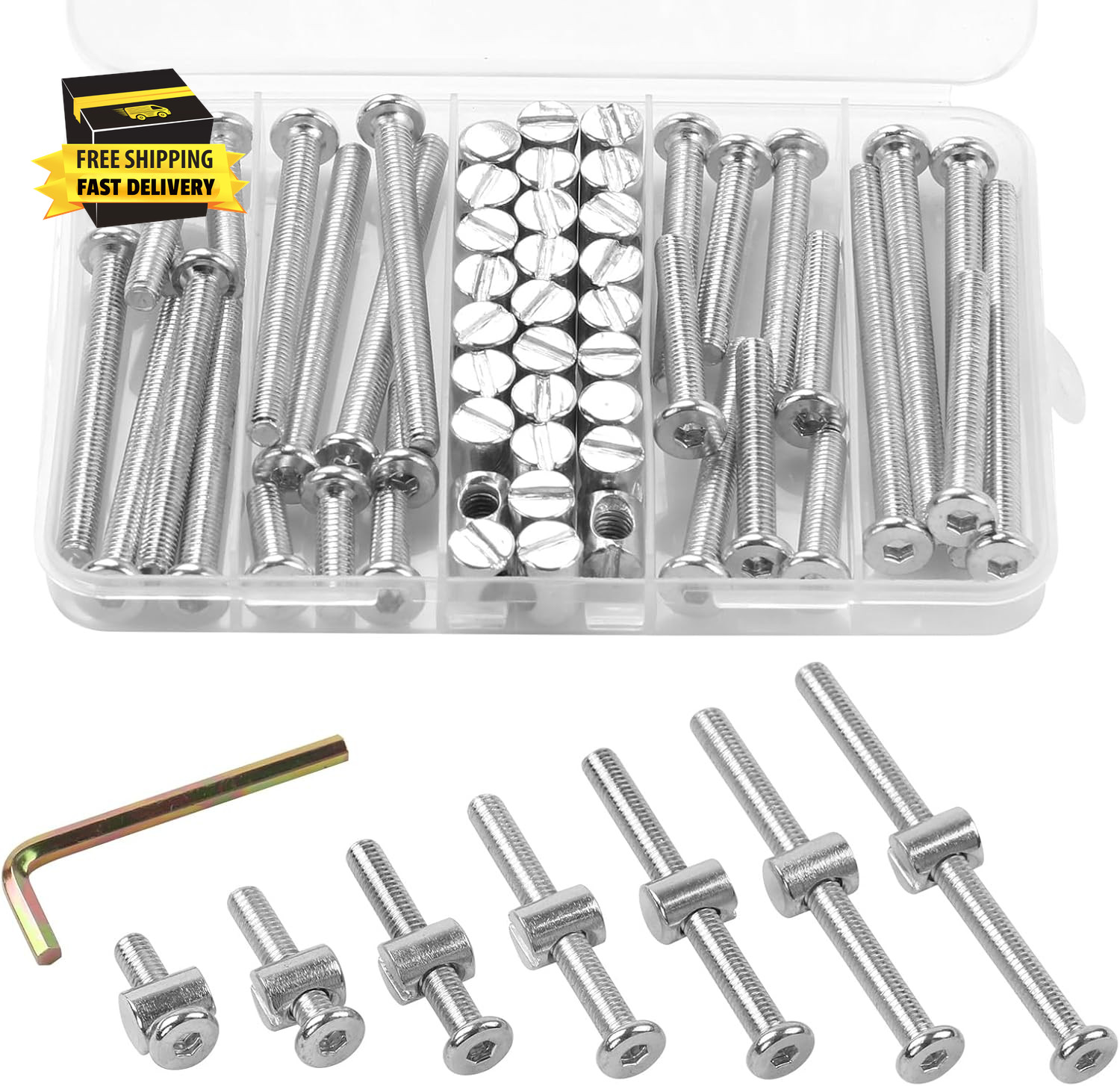 Crib Screws,28Sets Baby Bed Crib Screws Hardware Replacement Kit,Bunk Bed Bolts