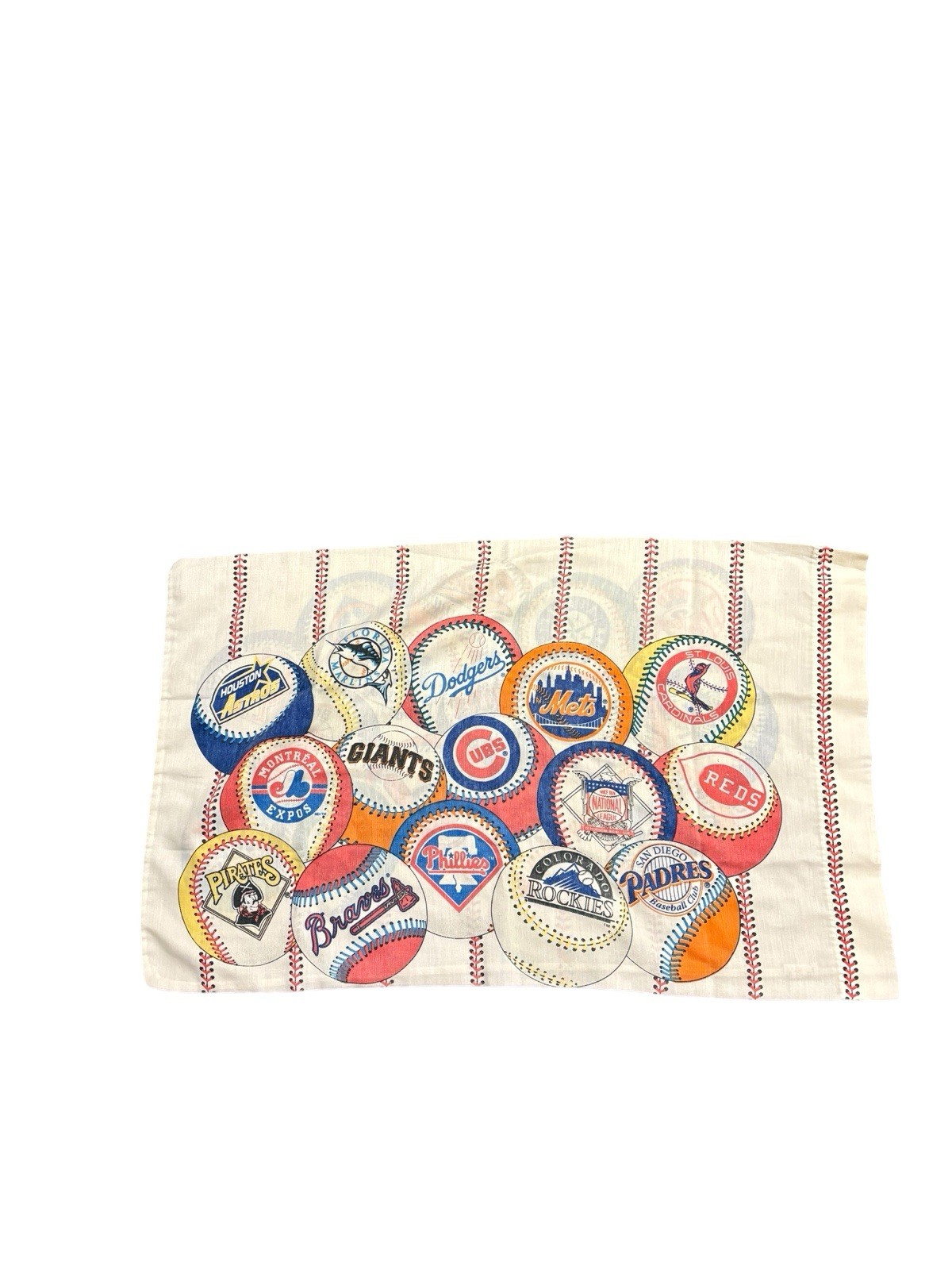 VTG MLB Baseball Team Logo Standard Pillowcase Double Sided Dodgers Mets Braves