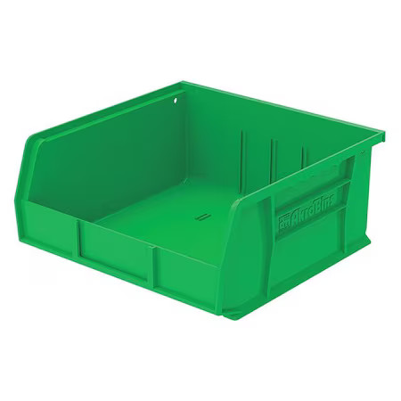 Akro-Mils 30235Green Hang & Stack Storage Bin, 11 In W X 10-7/8 In L X 5 In H,