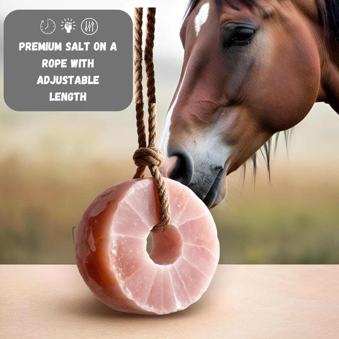 Himalayan Salt Lick for Horses, Deer, Goats, and Livestock – Salt Block on Rope
