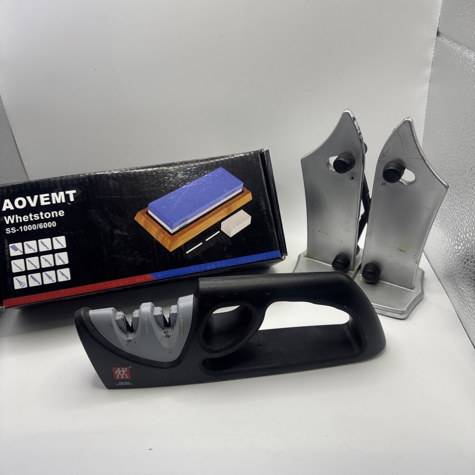 Aovemt Whetstone 1000/6000 Lot Knife Sharpening Tools Used
